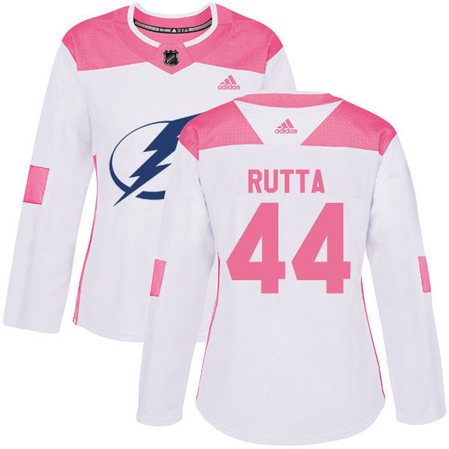 Adidas Tampa Bay Lightning #44 Jan Rutta White Pink Authentic Fashion Women Stitched NHL Jersey